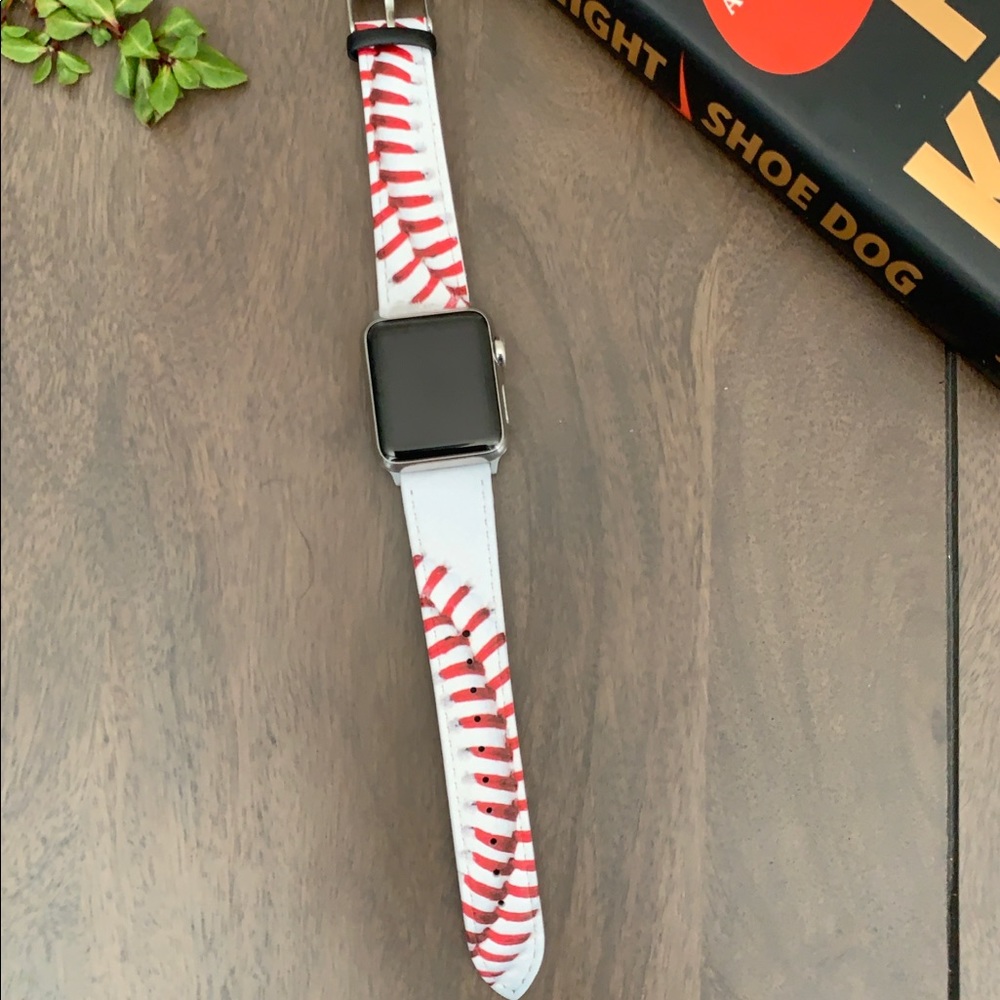 Genuine Leather Baseball Pattern Apple Watch Band